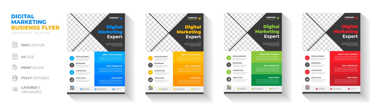 Corporate business flyer template design. digital marketing agency flyer, business marketing flyer. grow your business digital marketing new flyer. digital marketing flyer vector