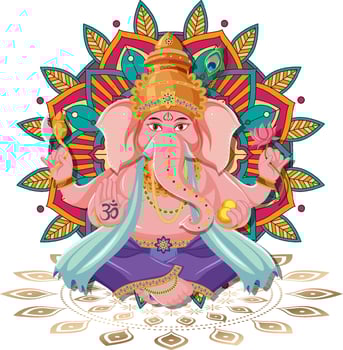 Ganesh Chaturthi cartoon on white background vector