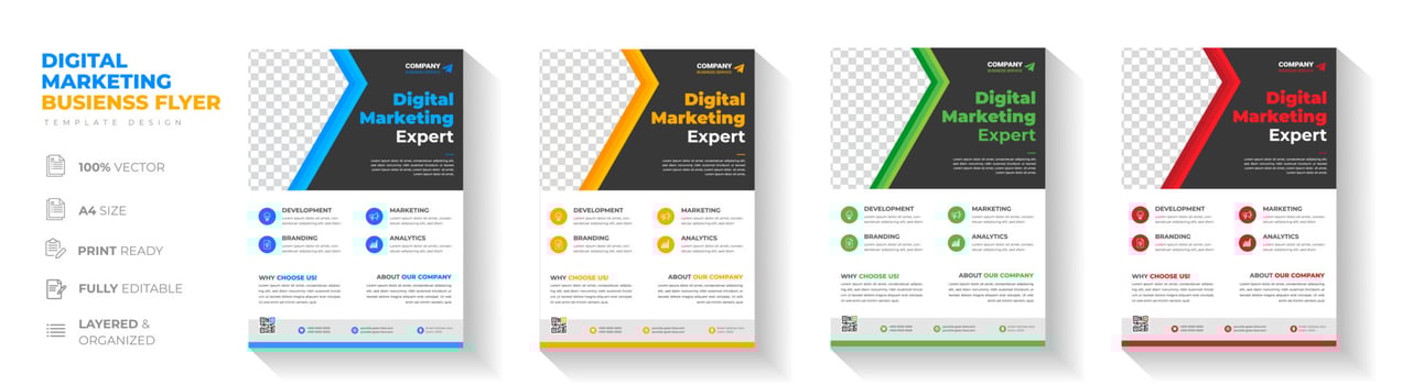Corporate business flyer template design. digital marketing agency flyer, business marketing flyer. grow your business digital marketing new flyer. digital marketing flyer vector
