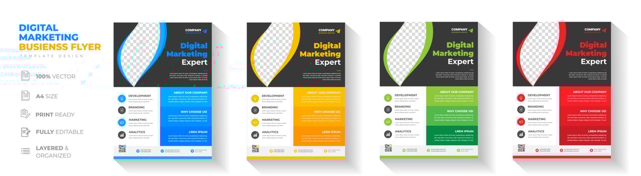 Corporate business flyer template design. digital marketing agency flyer, business marketing flyer. grow your business digital marketing new flyer. digital marketing flyer vector