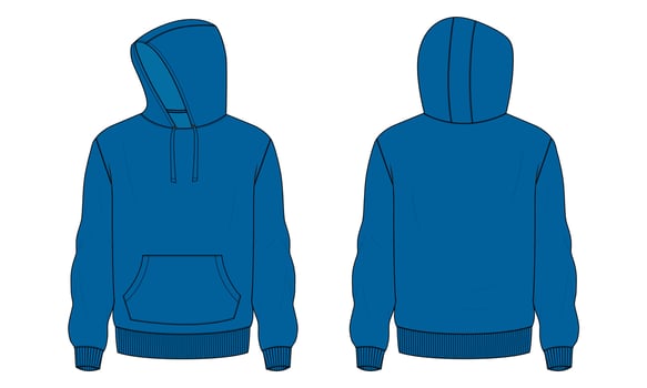 Long sleeve hoodie vector illustration  Blue color template.