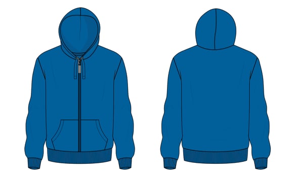 Long sleeve hoodie vector illustration  Blue color template.