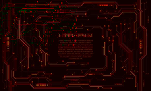 Abstract red circuit cyber technology futuristic with simple text design modern creative background vector