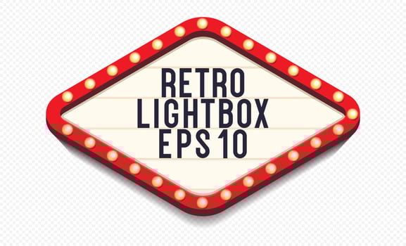 Retro lightbox template with lightbulb realistic style vector