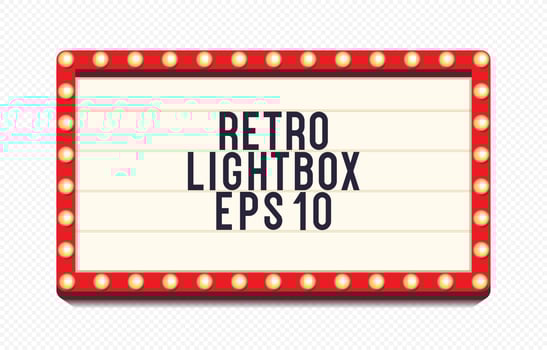Retro lightbox 3d realistic template with lightbulb vector