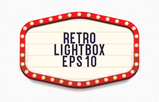 Retro lightbox vector 3d realistic template with lightbulb