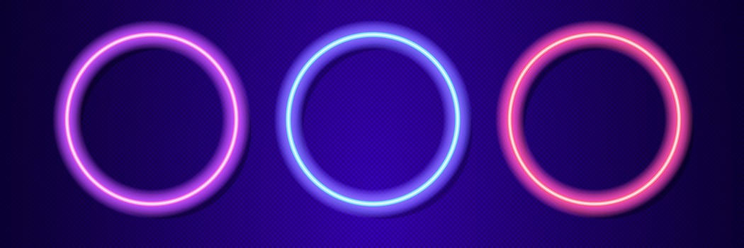 Neon abstract round vector set