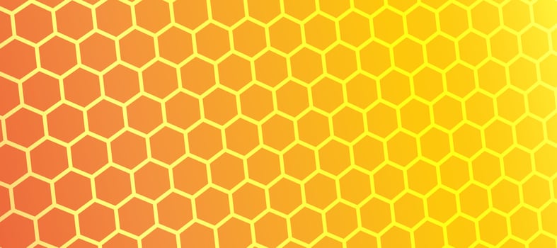 Honeycomb bee technology background bright orange hexagon vector