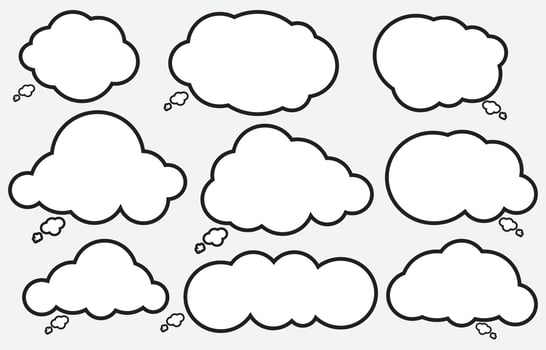 Set speech bubbles on white background. chat box or chat vector doodle message or communication icon Cloud speaking for comics and minimal message dialog