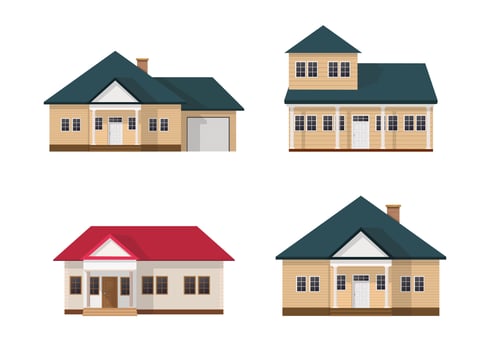 Set of Modern Flat townhouse vector