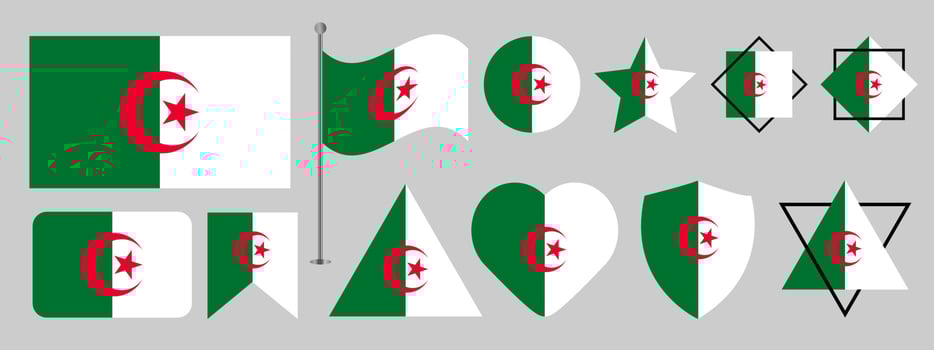 Algeria flag design. Algeria national flag vector design set. Algeria flag vector illustration