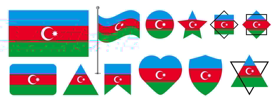 Azerbaijan flag design. Azerbaijan national flag vector design set. Azerbaijan flag vector illustration