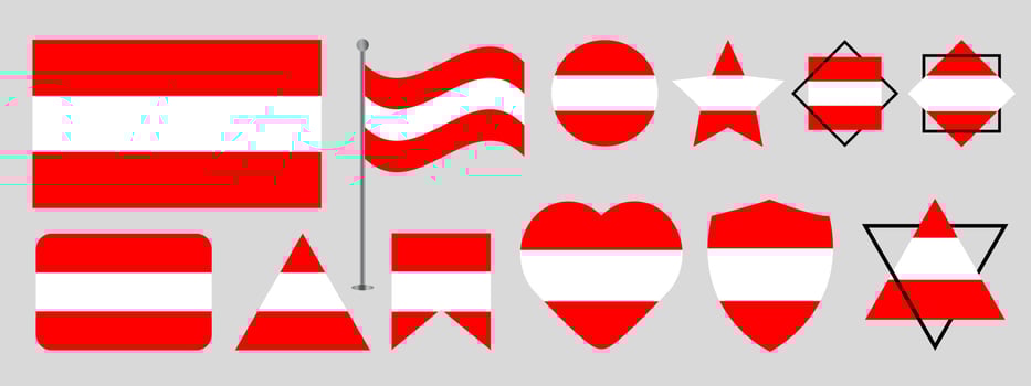 Austria flag design. Austria national flag vector design set. Austria flag vector illustration