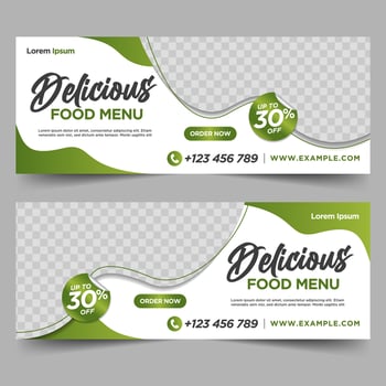 Food gift voucher, discount design template vector