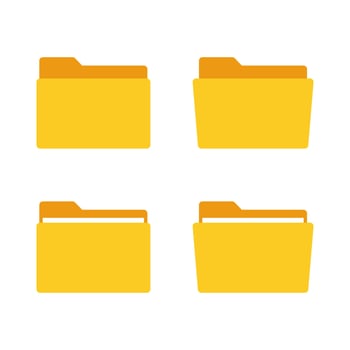 Flat folder icon set. Various folder symbol. Suitable for design element of document management app, computer file directory, and office storage folder. vector