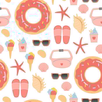 Summer seamless pattern vector illustration, flat design