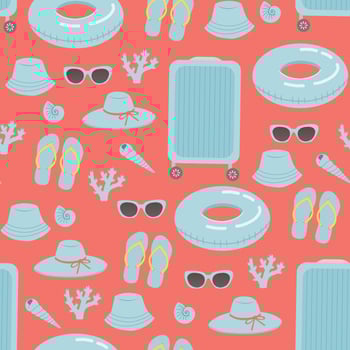 Summer seamless pattern vector illustration, flat design