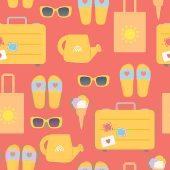 Summer seamless pattern vector illustration, flat design