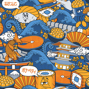 Japanese food seamless background vector