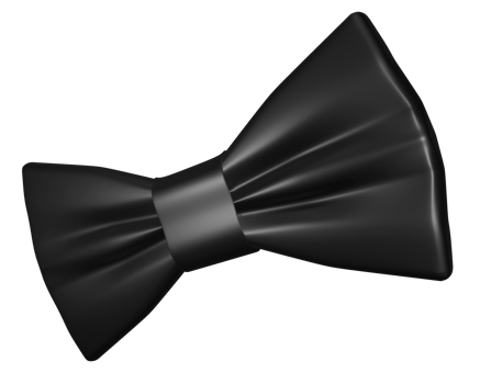 Realistic 3D Black bow tie cutout png