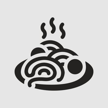 noodle and spaghetti illustration. solid icon, glyph, silhouette. vector