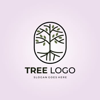 Nature tree line art emblem logo  vector icon design