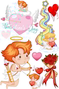 Valentine theme with cupid and roses vector