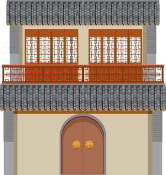 Chinese traditional building on white background vector