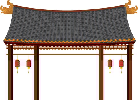 Chinese traditional architectures on white background vector