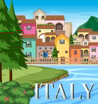 Italy iconic tourism attraction building background vector