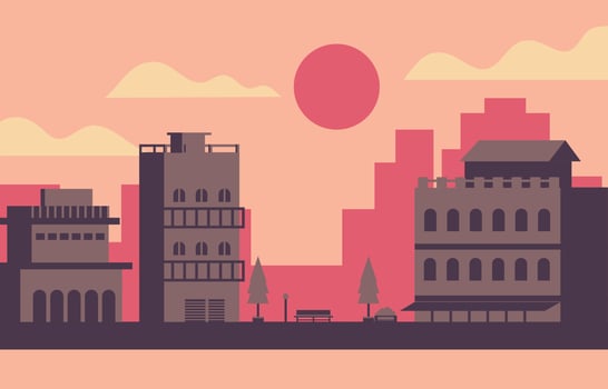 City illustration flat nap time vector