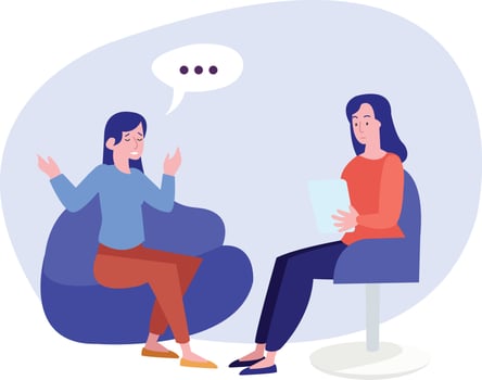 Two people chatting about mental health issues vector