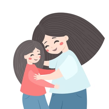 Mother and daughter, illustration for Mothers Day. Vector illustration