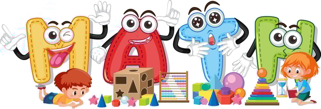 Font design for math and happy children vector