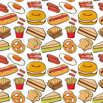 Seamless background design with different food vector