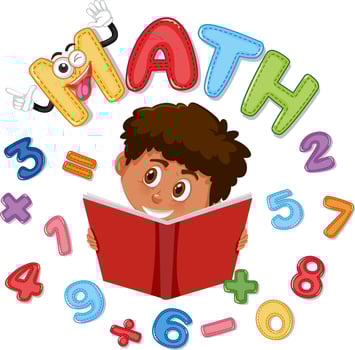 Font design for math with girl and numbers vector