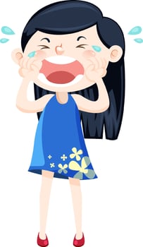 A girl in blue dress crying vector