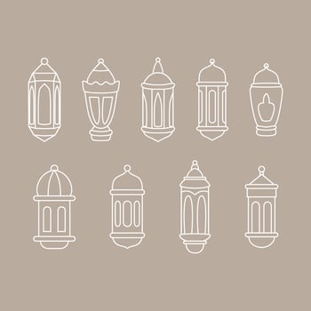 Line islamic lantern vector collection