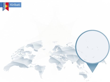 Abstract rounded World Map with pinned detailed Kiribati map. vector