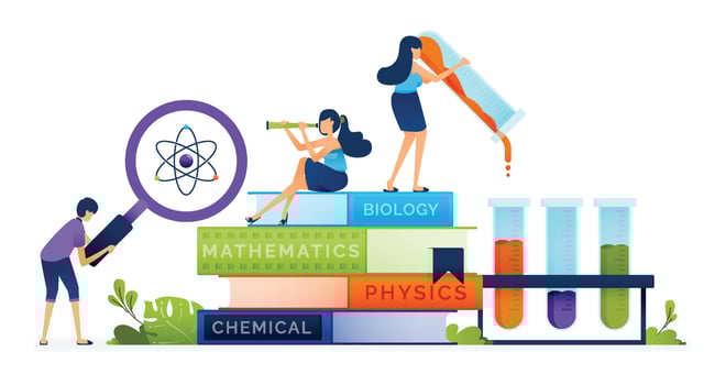 Education illustration of learning knowledge that focuses on practice and scientific evidence of teaching outcomes in schools. Landing page, web, website, banner, ads, card, apps, brochure, flyer vector