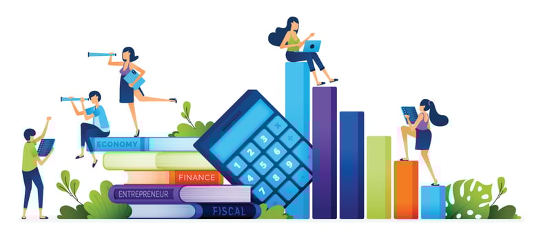 Education illustration of community economic and social learning to increase knowledge in careers and jobs in world of adult work. Landing page, web, website, banner, ads, card, apps, brochure, flyer vector