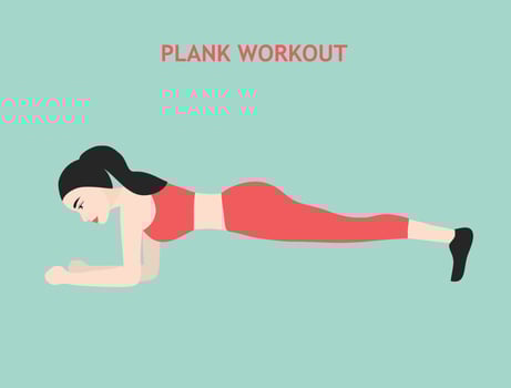 Plank woman exercise vector illustration