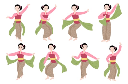 Girl character illustration dance jaipong vector flat