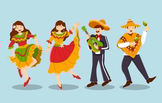 Character Man and Woman at Cinco De Mayo Festival vector