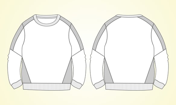 Fleece Cotton Jersey Long sleeve Sweatshirt Technical fashion flat sketch vector illustration template front and back views.
