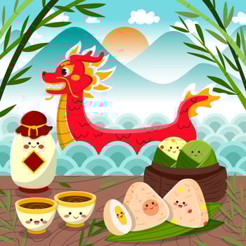 Zongzi Making at the Dragon Boat Festival vector