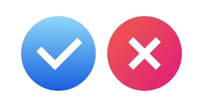 Vector OK and X button set isolated on background