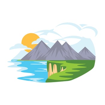 Nature landscape flat vector design, illustration style