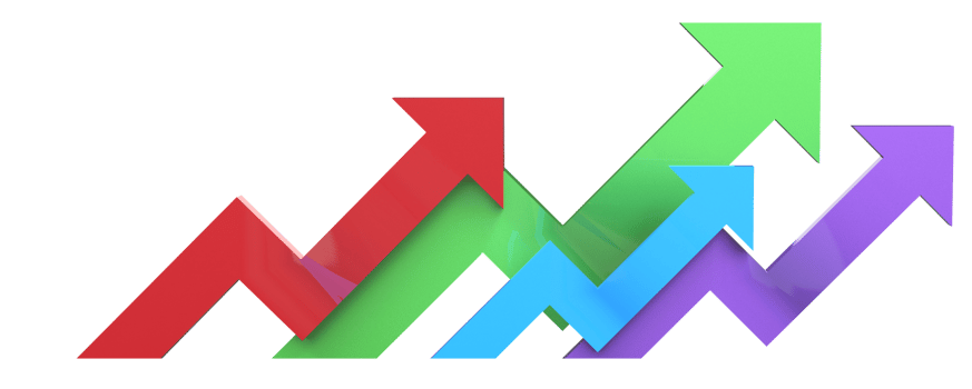 Colorful arrow. Growing business concept.3D rendering. png