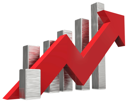 Red arrow and graph. Growing business concept.3D rendering. png